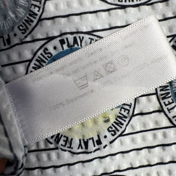 Eton Tennis Pattern Short Sleeve Seersucker Popover Shirt Mens Large Slim RARE - Picture 7 of 9